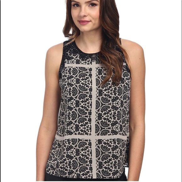 Adrianna Papell Sleeveless Lace Detailed Top Size Medium - Picture 1 of 8